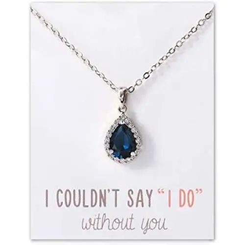 A+O Bridesmaid Jewelry Gift, Blue Sapphire Jewelry A+O Bridesmaid Jewelry Gift, Blue Sapphire Jewelry