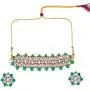 Efulgenz Crystal Kundan Pearl Rhinestone Indian Boho Floral Choker Neckalce Earrings Wedding Bridal Jewelry Set