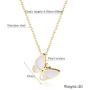 PSEEHEE Fashion Cute Golden Stainless Steel Pearl Oyster Butterfly Pendant Necklace Jewelry for Women Girls