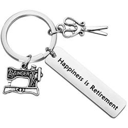 FUSTMW Retirement Gift Happiness is Retirement Keychain Happy Retirement Jewelry Gift for RN Nurse Dentist Tailor Retirement Keychain Gifts for Women/Men