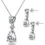 Sterling Silver Pear-Cut Teardrop Dangling Stud Earrings & Necklace Set Made with Swarovski Zirconia Sterling Silver Pear-Cut Teardrop Dangling Stud Earrings & Necklace Set Made with Swarovski Zirconia