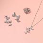 AOBOCO Sterling Silver Butterfly Necklace Embellished with Crystals from Austria & Cubic Zirconia, 18'' + 2'' O-chain, Fine Anniversary Birthday Jewelry Gifts for Women - Dancing Butterfly Series