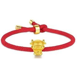 2021 Year of Ox Red String Bracelet Handmade Braid Chinese Zodiac Animal Birth Year Lucky Charm Bracelet High Polish Ox Cow Pendant Link Chain Bangle for Women Men Jewelry