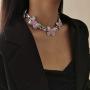 Ingemark Hip Hop Colorful Butterfly Choker Necklace Shiny Crystal Cuban Chain Link Necklace for Women Girls Fashion Jewelry