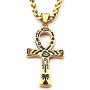 Warvik Egypt Ankh Cross Eye CZ Stone Pendant Necklace Gold/SilverColor, Stainless Steel Jewelry Men Women Wheat Chain 20/28 Inch