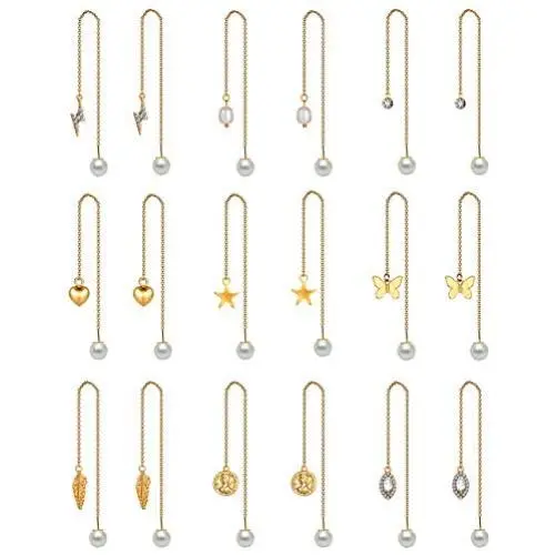 9 Pairs Tassel Threader Drop Earring Set Gold Long Chain Ear Link Earrings Cute Butterfly Star Heart Pearl Dangle Earring Crystal Rhinestone Bridal Wedding Jewelry Gifts for Women Girls 9 Pairs Tassel Threader Drop Earring Set Gold Long Chain Ear Link Earrings Cute Butterfly Star Heart Pearl Dangle Earring Crystal Rhinestone Bridal Wedding Jewelry Gifts for Women Girls