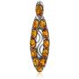 Amber Sterling Silver Oval Pendant Necklace Chain 18''