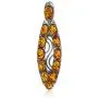 Amber Sterling Silver Oval Pendant Necklace Chain 18''