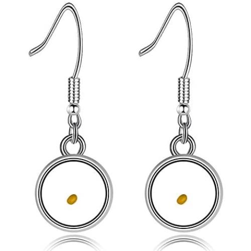 Uloveido Charms Real Mustard Seed Earrings for Women Girls, Stainless Steel Dangle Drop Earrings Y582