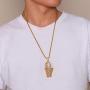 Golden George Basketball Necklace for Men Hip Hop Iced Out Gold Plated Charm Pendant Necklace with 24 Inches Chain for Boys Teen Basketball Fans
