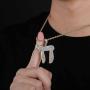 TOPGRILLZ Iced Out CZ Cluster Zircon Hip Hop 18K Gold Plated Jewish Chai Pendant Necklace with Rope Chain