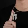 TOPGRILLZ Iced Out CZ Cluster Zircon Hip Hop 18K Gold Plated Jewish Chai Pendant Necklace with Rope Chain TOPGRILLZ Iced Out CZ Cluster Zircon Hip Hop 18K Gold Plated Jewish Chai Pendant Necklace with Rope Chain
