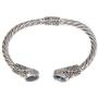 NOVICA Gold Accent .925 Sterling Silver Animal Themed Cuff Bracelets Dragonfly Den In Blue