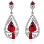Hummingbird Cardinal Dangle Drop Earrings for Women 925 Sterling Silver Cubic Zirconia Teardrop Fish Hook Dainty Bird Flower Jewelry Hypoallergenic Earring for Women’s Sensitive Ears Gifts