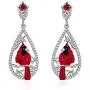 Hummingbird Cardinal Dangle Drop Earrings for Women 925 Sterling Silver Cubic Zirconia Teardrop Fish Hook Dainty Bird Flower Jewelry Hypoallergenic Earring for Women’s Sensitive Ears Gifts