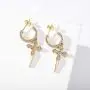 TOPGRILLZ Dangle Drop 925 Sterling Silver 3 Row Diamond Cross Hoop Earrings For Men Women CZ stone Hiphop Style Fashion Jewelry