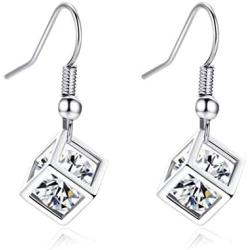 YAZILIND Earring Cube Dangle Drop Earrings for Women with Gemstones Birthday Valentine Anniversary