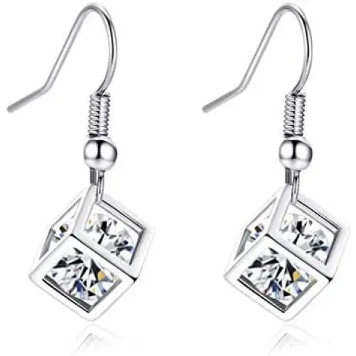 YAZILIND Earring Cube Dangle Drop Earrings for Women with Gemstones Birthday Valentine Anniversary YAZILIND Earring Cube Dangle Drop Earrings for Women with Gemstones Birthday Valentine Anniversary