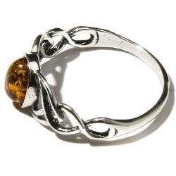 Amber Sterling Silver Oval Celtic Knots Ring