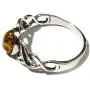 Amber Sterling Silver Oval Celtic Knots Ring