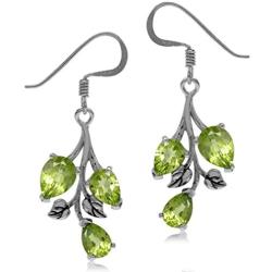 Silvershake 5.52ct. Natural Peridot 925 Sterling Silver Leaf Dangle Hook Earrings