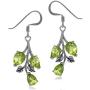 Silvershake 5.52ct. Natural Peridot 925 Sterling Silver Leaf Dangle Hook Earrings