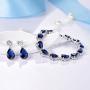 GULICX Womens Silver Jewelry Set Sapphire-color/Ruby-color Charm Tennis Bracelets Chains Drop Zirconia Earrings