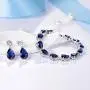 GULICX Womens Silver Jewelry Set Sapphire-color/Ruby-color Charm Tennis Bracelets Chains Drop Zirconia Earrings