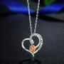 INFUSEU Heart Rose Pendant Necklace Women Sterling Silver I Love You Forever Engraved Jewelry Dainty Flower for Girlfriend Wife Mom Sister Her