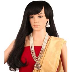 Touchstone Indian Bollywood Handcrafted Traditional Royal Mughal Kundan Polki Meenakari Enamel Colorful Wedding Designer Jewelry Long Necklace Set in Gold and Silver Tone for Women.