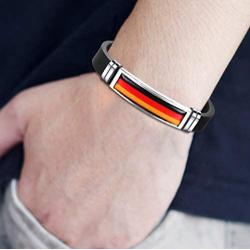 TAGOMEI National Flag Silicone Bracelet Wristband Stainless Steel Adjustable Size Wristband Bracelet for Soccer Fans