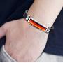 TAGOMEI National Flag Silicone Bracelet Wristband Stainless Steel Adjustable Size Wristband Bracelet for Soccer Fans
