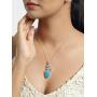 YoTreasure 2'' Larimar Raw Blue Topaz Solid 925 Sterling Silver Chain Pendant