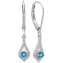 Dazzlingrock Collection 10K Round Gemstone & White Diamond Ladies Dangling Drop Earrings, White Gold