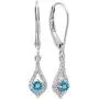 Dazzlingrock Collection 10K Round Gemstone & White Diamond Ladies Dangling Drop Earrings, White Gold