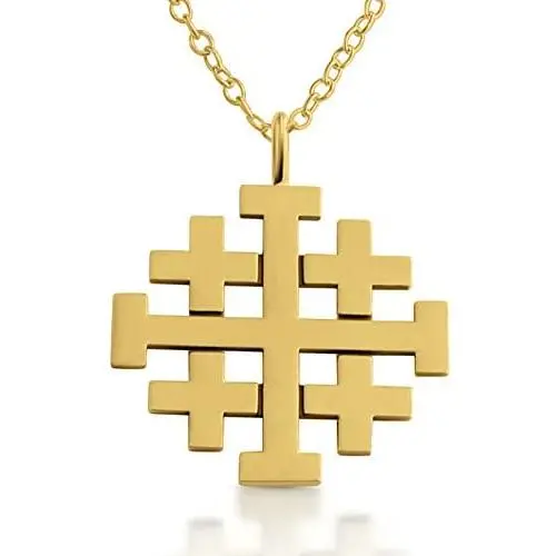 Azaggi Jerusalem Crusaders Cross Pendant Necklace 14k Gold Plating Over 925 Sterling Silver (24 Inches) Jewelry Gift Azaggi Jerusalem Crusaders Cross Pendant Necklace 14k Gold Plating Over 925 Sterling Silver (24 Inches) Jewelry Gift
