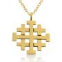Azaggi Jerusalem Crusaders Cross Pendant Necklace 14k Gold Plating Over 925 Sterling Silver (24 Inches) Jewelry Gift