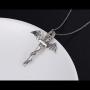 S925 Sterling Silver Punk Oxidized Vintage Dragon Wing Sword Pendant Necklace