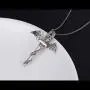 S925 Sterling Silver Punk Oxidized Vintage Dragon Wing Sword Pendant Necklace S925 Sterling Silver Punk Oxidized Vintage Dragon Wing Sword Pendant Necklace