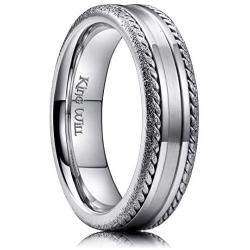 King Will Classic Stainless Steel Mens Wedding Ring Original Color Chains inlay Retro Style Comfort Fit