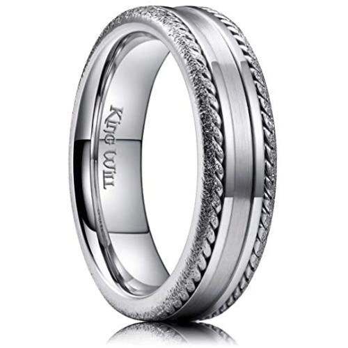 King Will Classic Stainless Steel Mens Wedding Ring Original Color Chains inlay Retro Style Comfort Fit