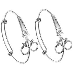 SENFAI Scissors Expandable Bangle Adjustable Simple Wire Bracelet Small Wrist Women Gift Jewelry