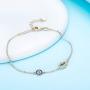 Kaletine Hamsa Hand of Fatima Evil Eye Bracelet Sterling Silver 925 Blue Cubic Zirconia Chain Adjustable 6.5''+1.5''