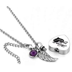 Q&Locket Urn Necklaces for Ashes Angel Wings Memorial Always in My Heart Cremation Keepsake Jewelry
