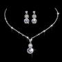 Unicra Bride Silver Bridal Tassel Necklace Earrings Set Crystal Wedding Jewelry Set Pearl Choker Necklace for Women and Girls (3 piece set - 2 earrings and 1 necklace)(NK072-2)