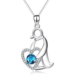 YFN 925 Sterling Silver Penguin Gifts Penguin Necklace Heart Pendant Necklace for Women Jewelry Gifts