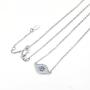 TONGZHE Blue Evil Eye Pendant Necklace in Sterling Silver 925 with Cubic Zirconia CZ and 16''+2'' Cable Chain