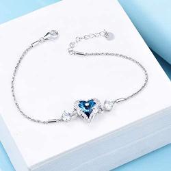 WINNICACA Angel Bracelets for Women Heart Crystal Bracelet Sterling Silver Heart of Ocean Bracelets for Women Gifts for Girls