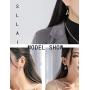 Sllaiss Sterling Silver Charm Bamboo Initial Earrings For Women Men 26 A-Z Capital Alphabet Earrings Open Half Circle Drop Dangle Letter Earrings Semi-Hoop 18K Gold Plated