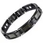 MOWOM Black Magnetic Stainless Steel Bracelet Bangle Cuff for Men Women Boys Girls Adjustable Magnets Carbon Fiber Jewelry Gift, Bundle with Free Link Removal Kit MOWOM Black Magnetic Stainless Steel Bracelet Bangle Cuff for Men Women Boys Girls Adjustable Magnets Carbon Fiber Jewelry Gift, Bundle with Free Link Removal Kit